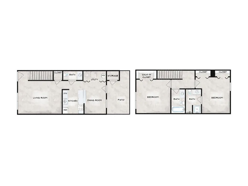 Post Woods Apartments Floor Plan B-TH Post Woods Apartments Floor Plan B-TH