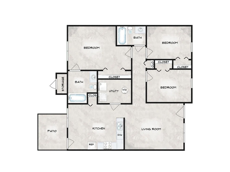 Post Woods Apartments Floor Plan C Post Woods Apartments Floor Plan C