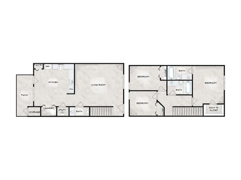 Post Woods Apartments Floor Plan C1-TH Post Woods Apartments Floor Plan C1-TH
