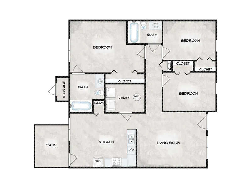 Willow Bend Apartments Floor Plan C Willow Bend Apartments Floor Plan C