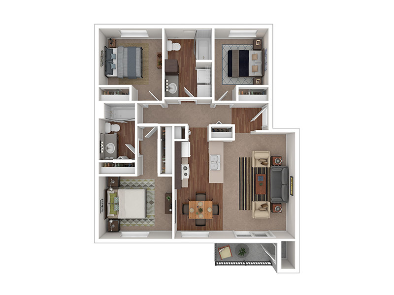 Deer Run Apartments Floor Plan 3x2SW Deer Run Apartments Floor Plan 3x2SW