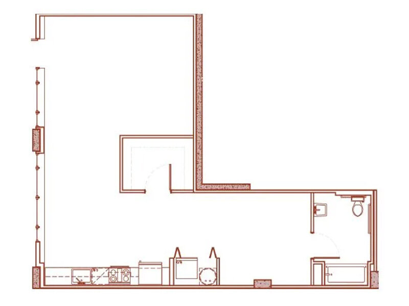 Youngstown Flats Apartments Floor Plan 0x1-2lw Youngstown Flats Apartments Floor Plan 0x1-2lw