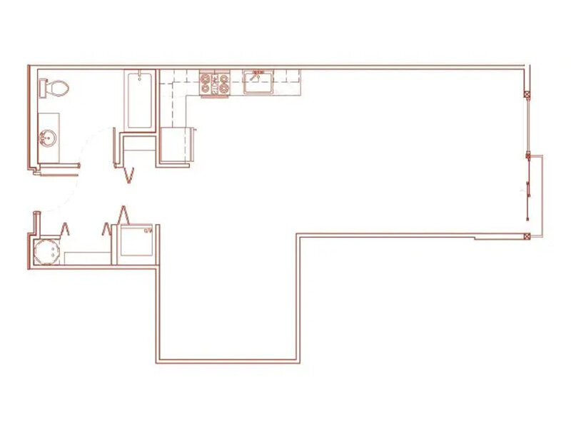 Youngstown Flats Apartments Floor Plan 0x1D Youngstown Flats Apartments Floor Plan 0x1D