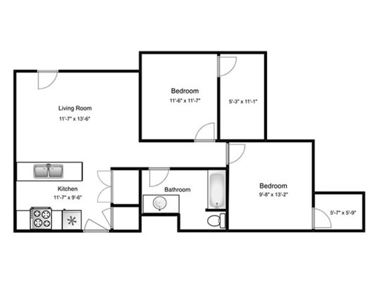 Floorplan for West Station Apartments