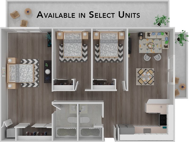 Solstice Apartments Floor Plan 3 BEDROOM 2 BATHROOM Solstice Apartments Floor Plan 3 BEDROOM 2 BATHROOM