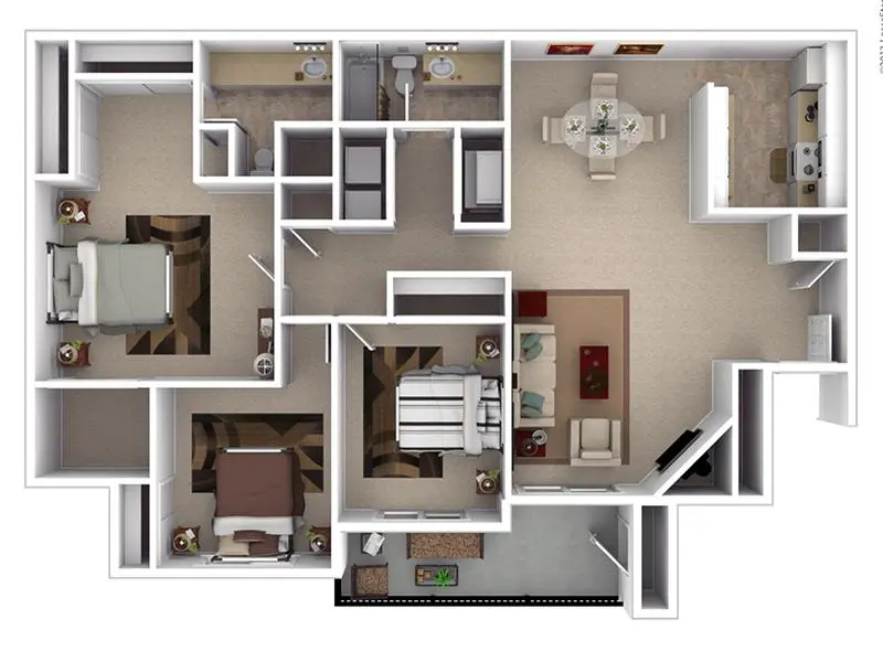 3x2 floor plan at Hunters Woods