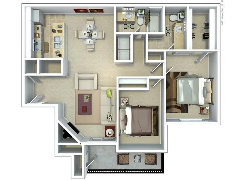 2x2 floor plan at Hunters Woods