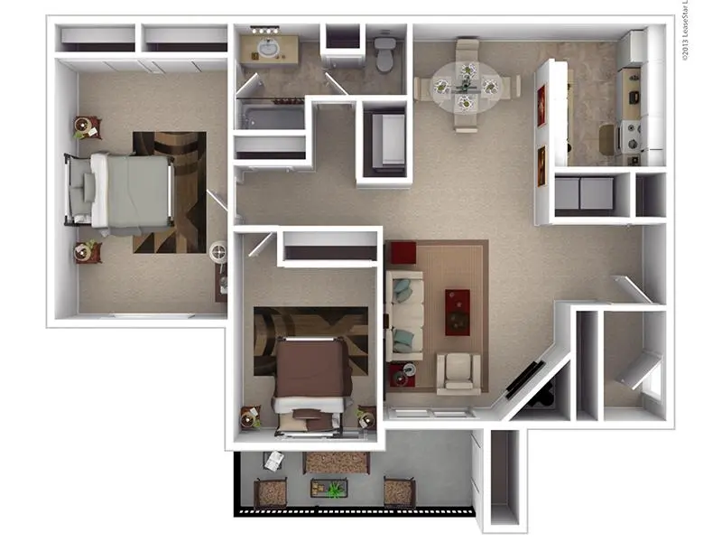 2x1 floor plan at Hunters Woods