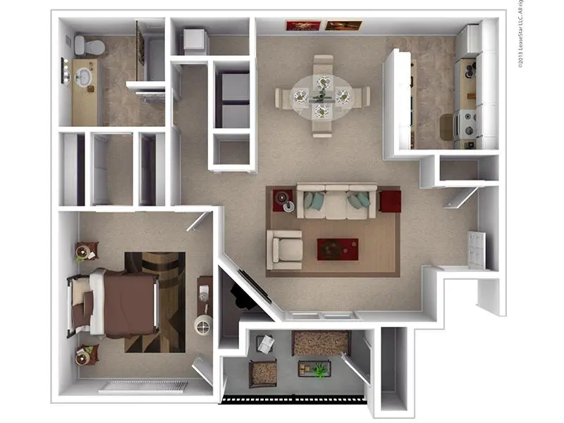 1x1 floor plan at Hunters Woods
