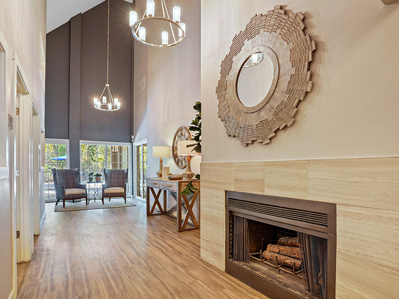 Clubhouse Fireplace | Hunters Woods Apartments in Murray, UT