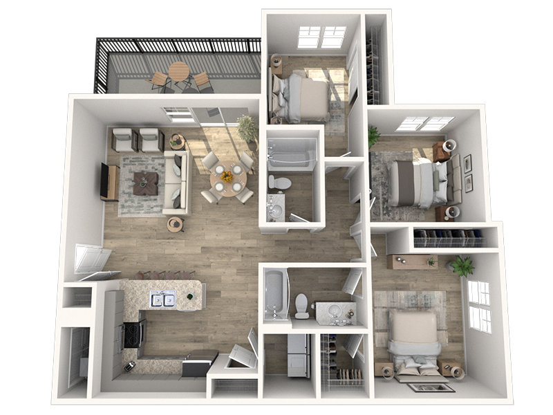 3X2-1186 Floorplan at Viewpointe Apartments