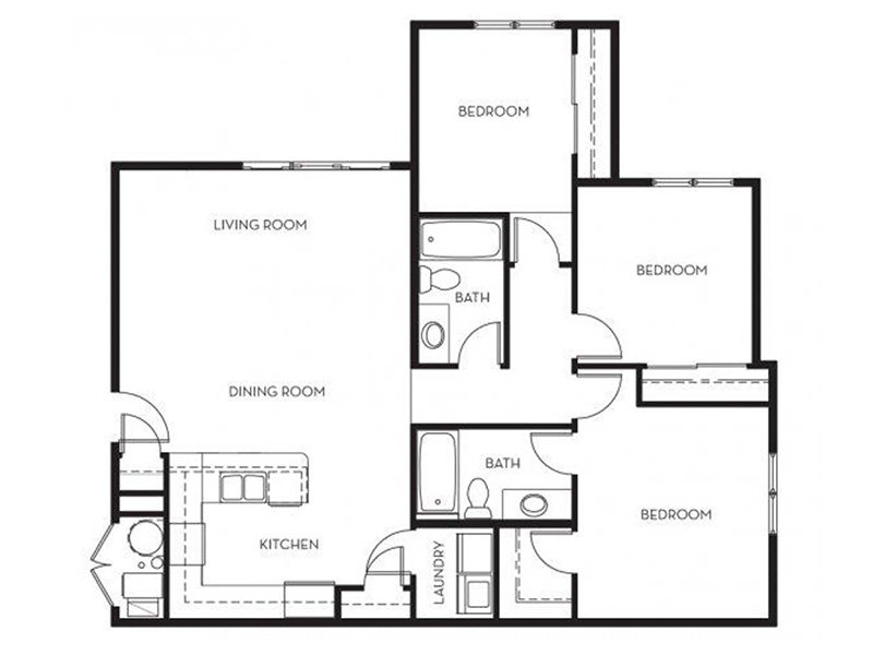 3X2-1186 Floorplan at Viewpointe Apartments