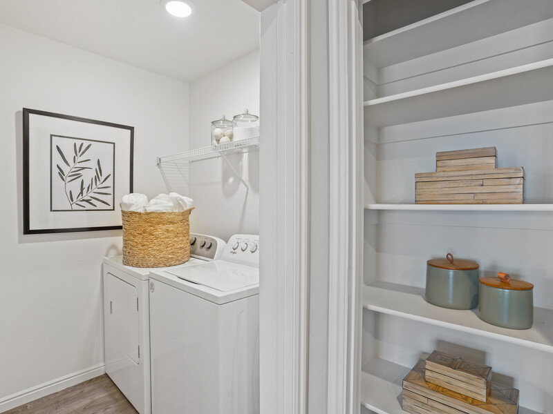 Renovated Linen Closet and Laundry | Viewpointe Apartments