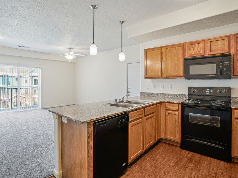 Classic Kitchen and Front Room | Viewpointe Apartments