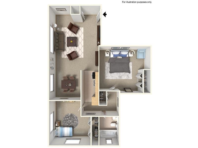 2x1B Floorplan at Bridge Square