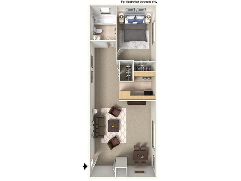 1x1B Floorplan at Bridge Square