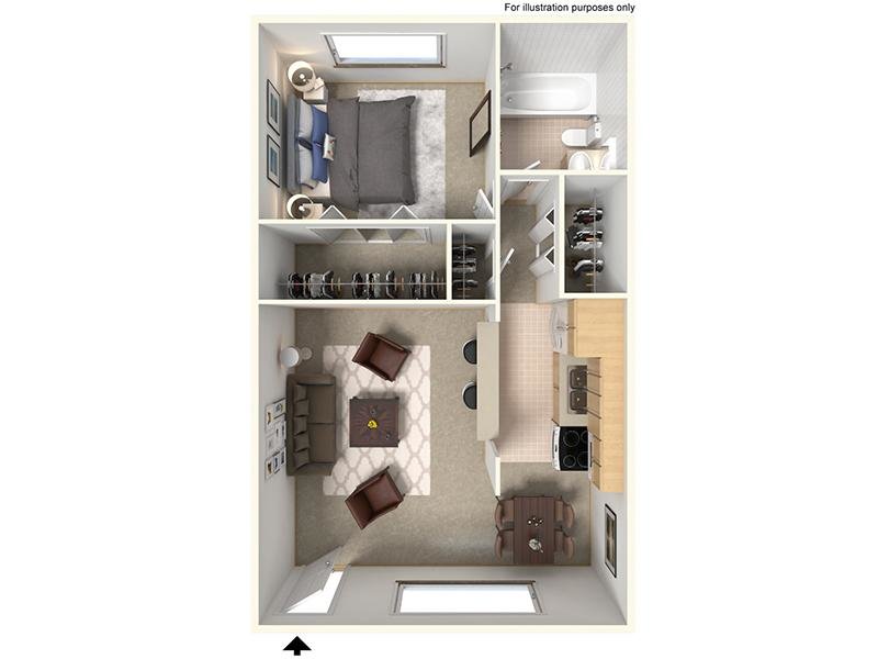 1x1A Floorplan at Bridge Square