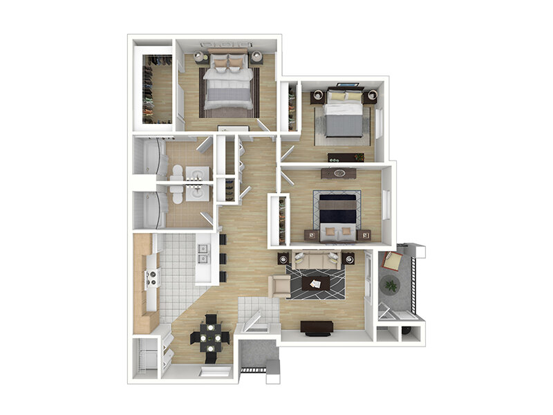 Fountain Springs Apartments Floor Plan Three Bedroom