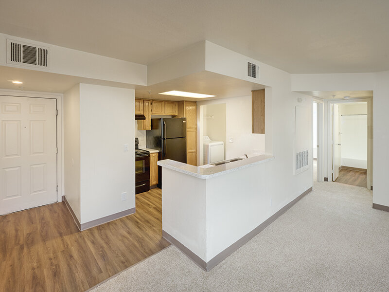 Kitchen Appliances on Wood Style Flooring and Cabinets | Dayton Meadows