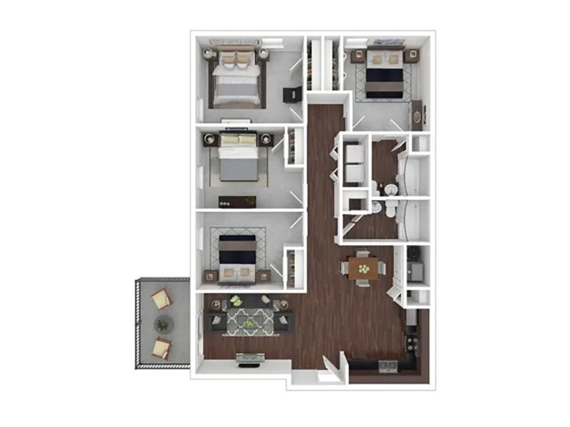 Greens of Northglenn Apartments Floor Plan 4x2-1274
