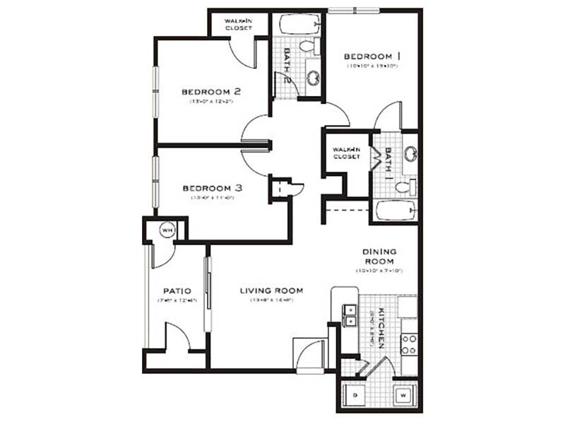 Reserve at Thornton I & II Apartments Floor Plan 3x2