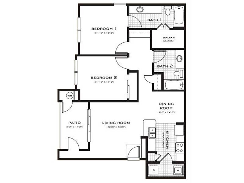 Reserve at Thornton I & II Apartments Floor Plan 2x2