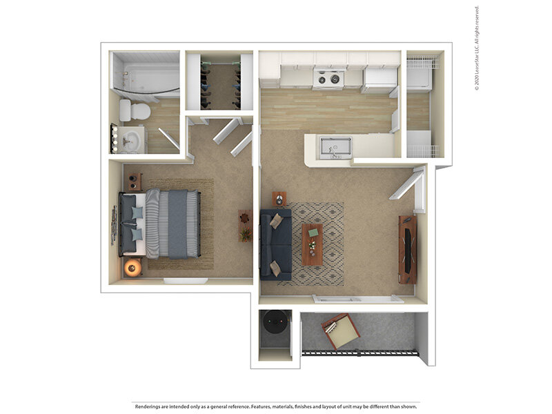 Village Crest Apartments Floor Plan 1x1
