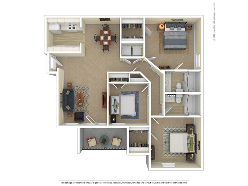 Village Crest Apartments Floor Plan 3x2