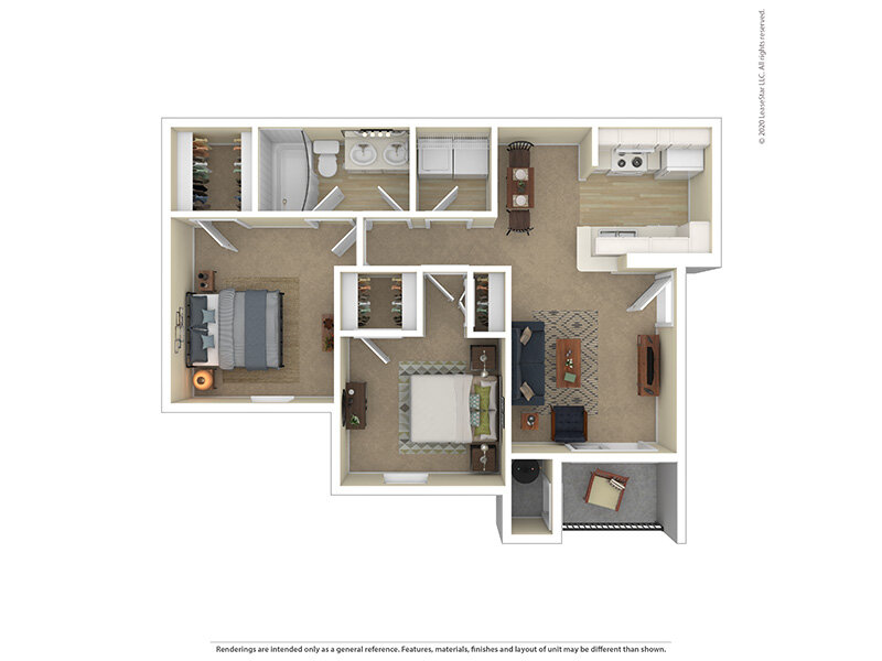Village Crest Apartments Floor Plan 2x1