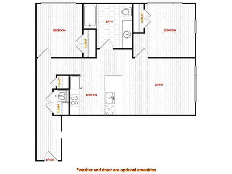 2x2-908 floor plan at Hana Apartments