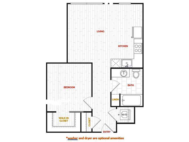 1x1-622 floor plan at Hana Apartments