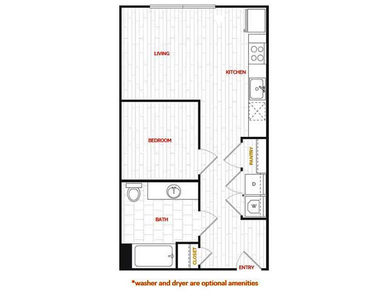 1x1URB-549 floor plan at Hana Apartments