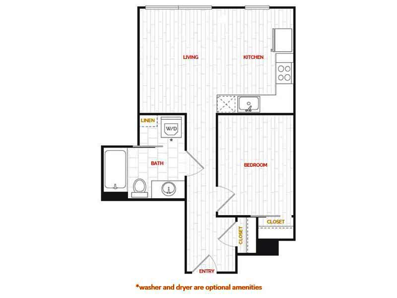 1x1-546 floor plan at Hana Apartments