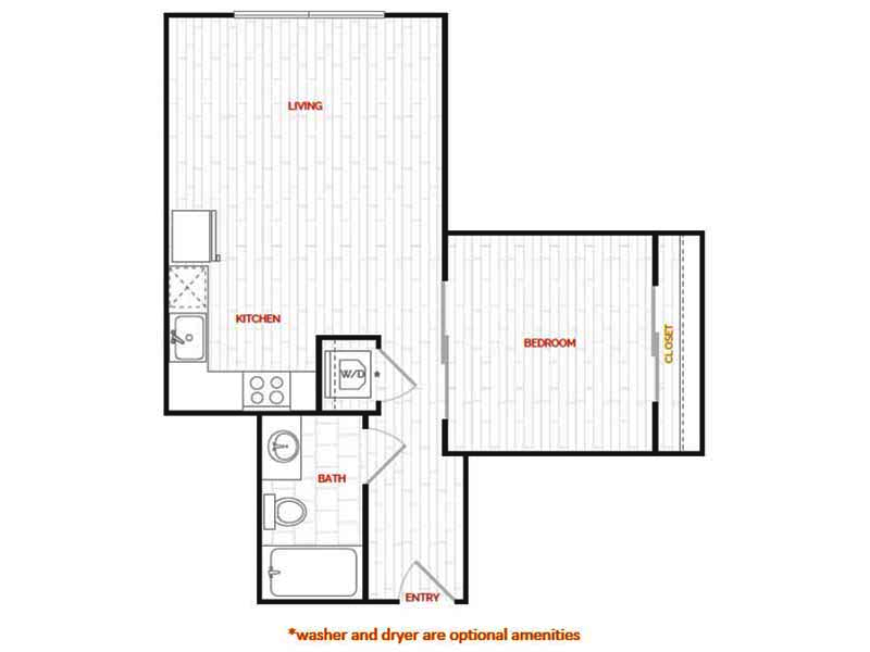1x1URB-569 floor plan at Hana Apartments