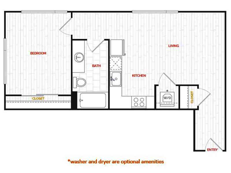 1x1-578 floor plan at Hana Apartments