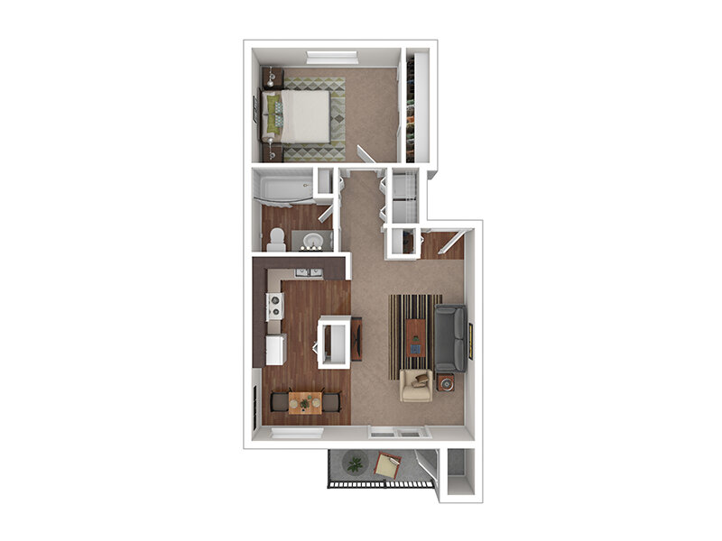 Deer Run Apartments Floor Plan 1x1