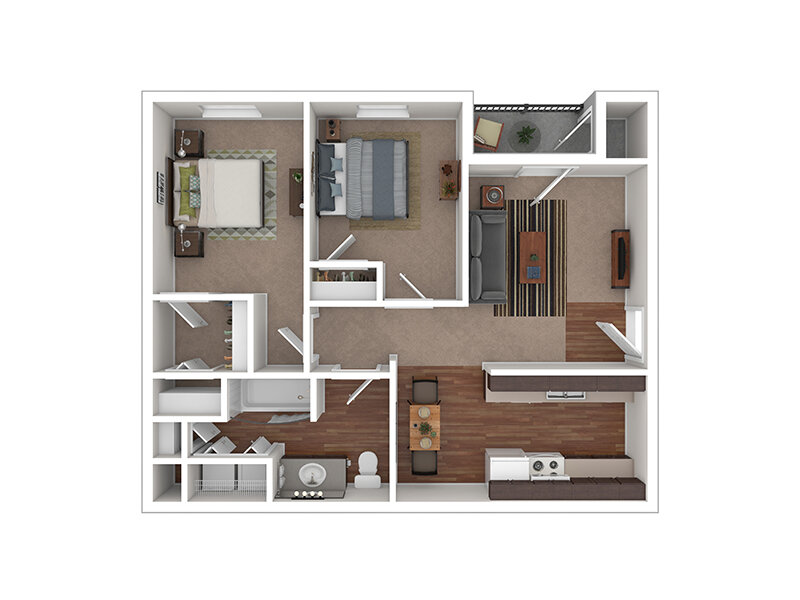 Deer Run Apartments Floor Plan 2x1
