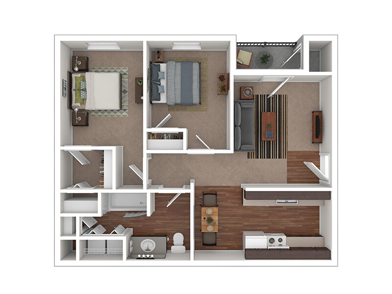 Deer Run Apartments Floor Plan 2x1LW