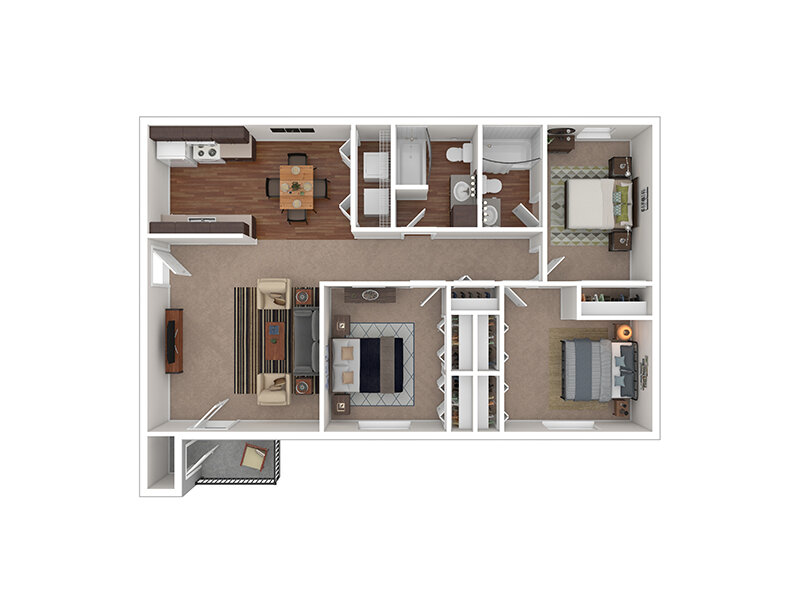 Deer Run Apartments Floor Plan 3x2LW