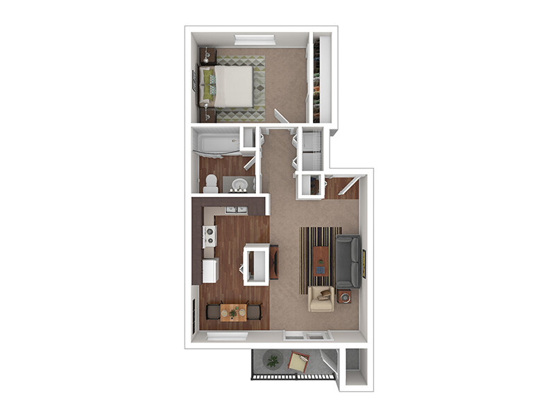 Deer Run Apartments Floor Plan 1x1