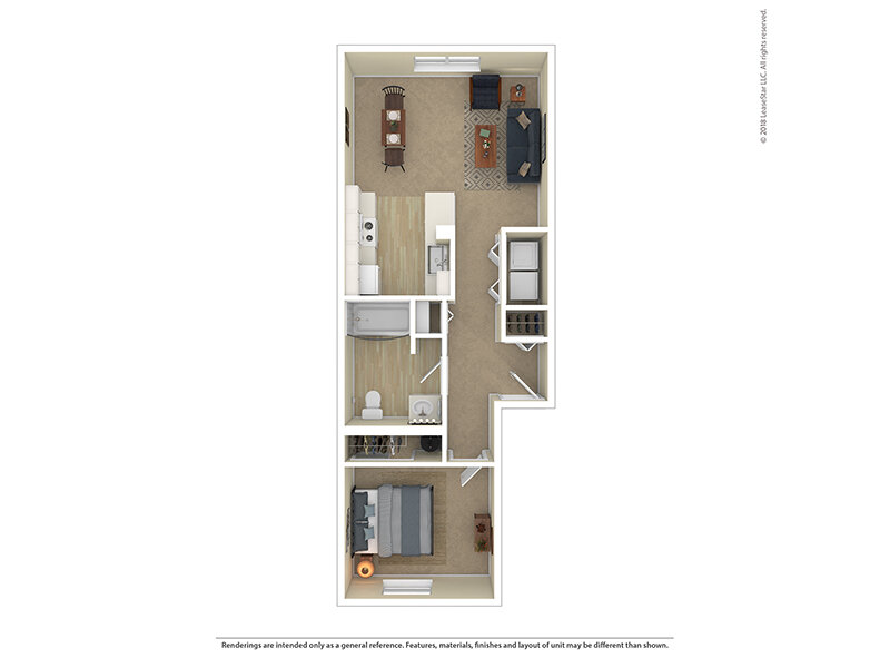 1x1 floor plan at Eagle Pointe Apartments
