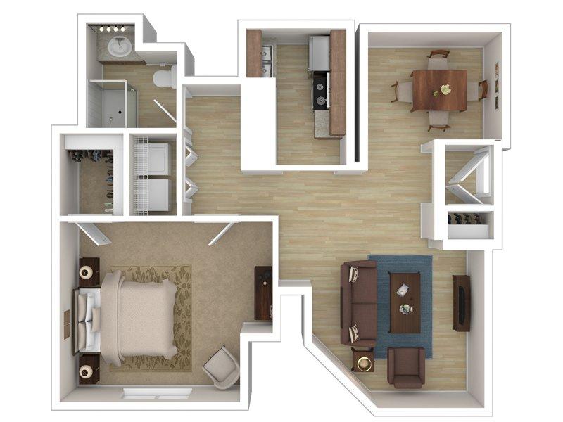 Ketring Park Apartments Floor Plan 1 Bedroom 1 Bathroom