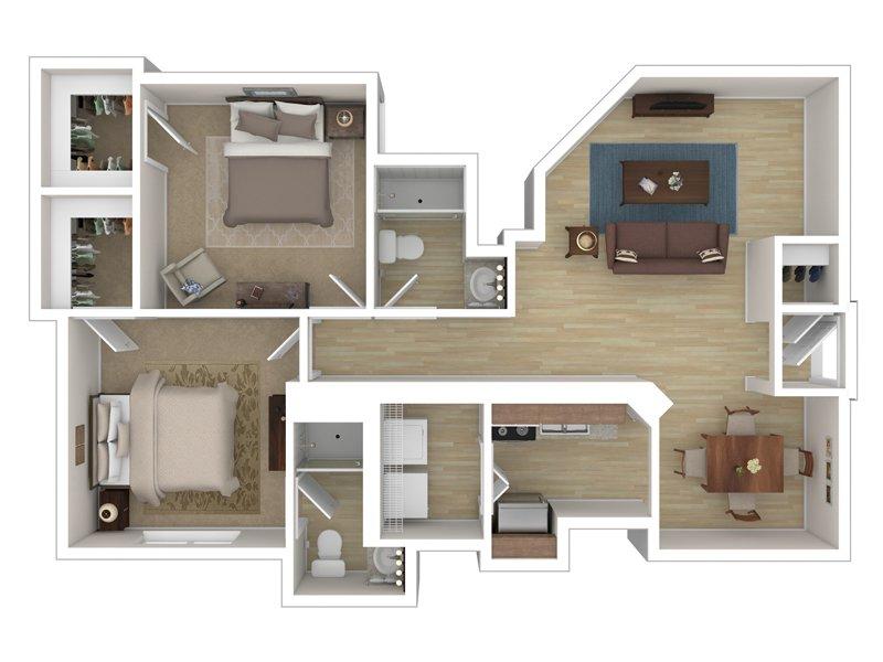Ketring Park Apartments Floor Plan 2 Bedroom 2 Bathroom