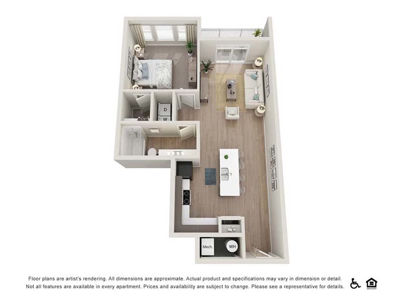 1x1-727 Floorplan at Sorella