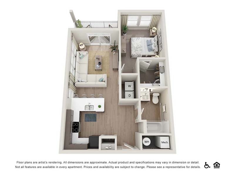 1x1-624 Floorplan at Sorella