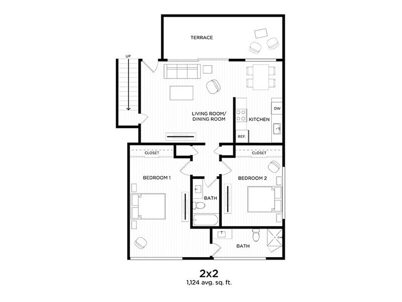 2x2 floor plan at Nova at Terra Linda