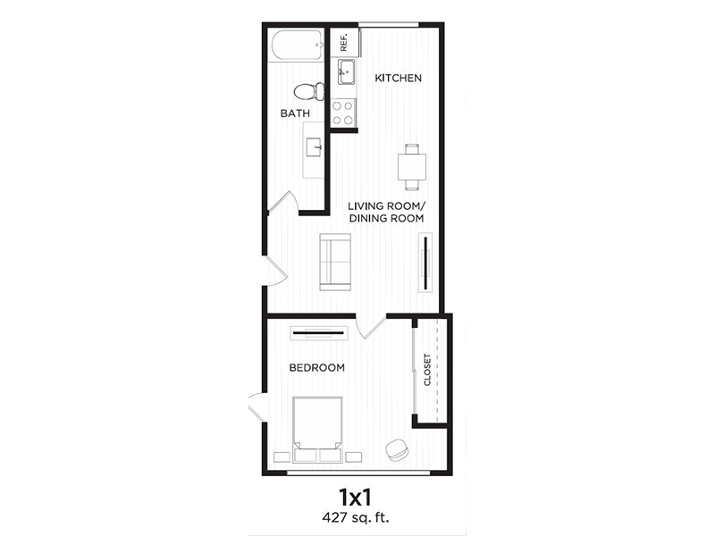 1x1 JrR floor plan at Nova at Terra Linda