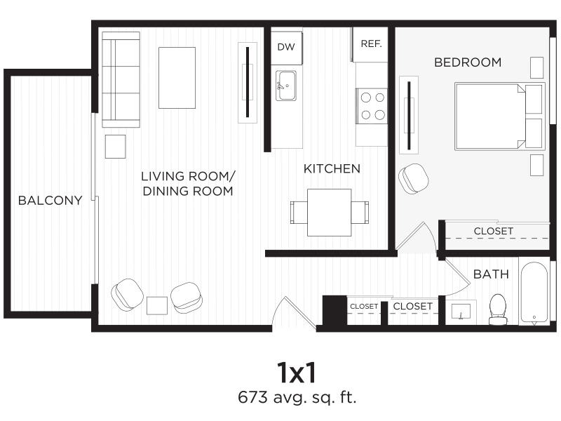 1x1 floor plan at Nova at Terra Linda