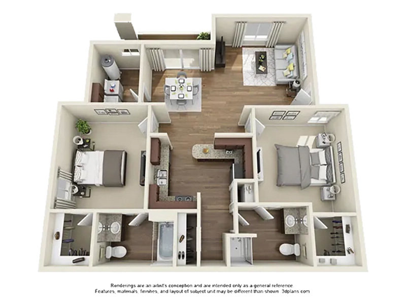 2x2r - 1065 Floorplan at Villas on Bell