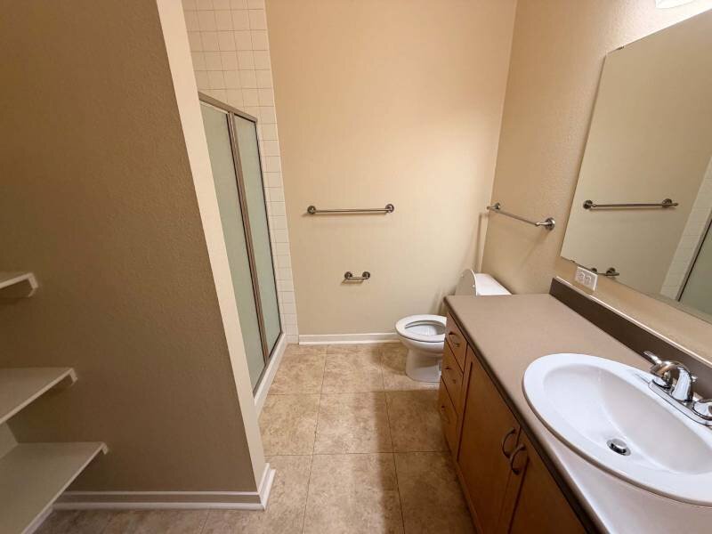 Bathroom with Standalone Shower | Residence at University Hills Apartments